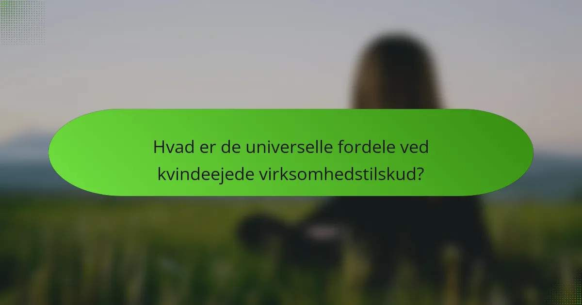 Hvad er de universelle fordele ved kvindeejede virksomhedstilskud?