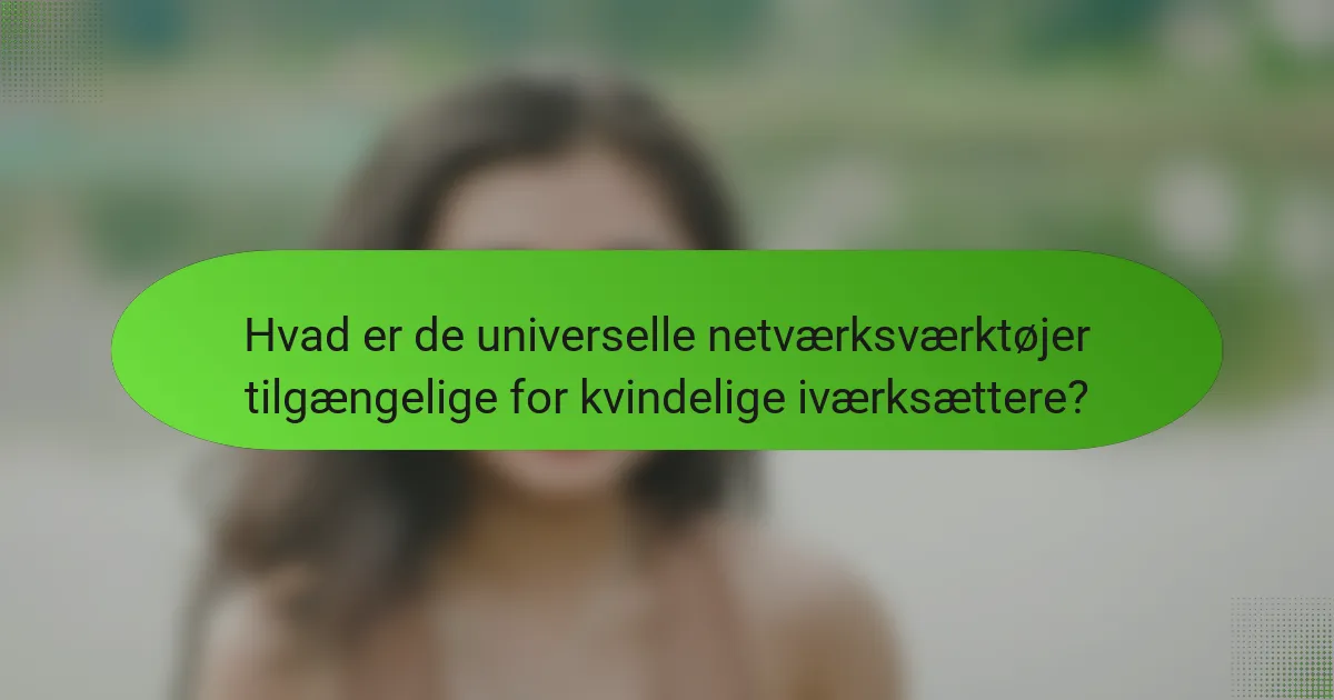 Hvad er de universelle netværksværktøjer tilgængelige for kvindelige iværksættere?