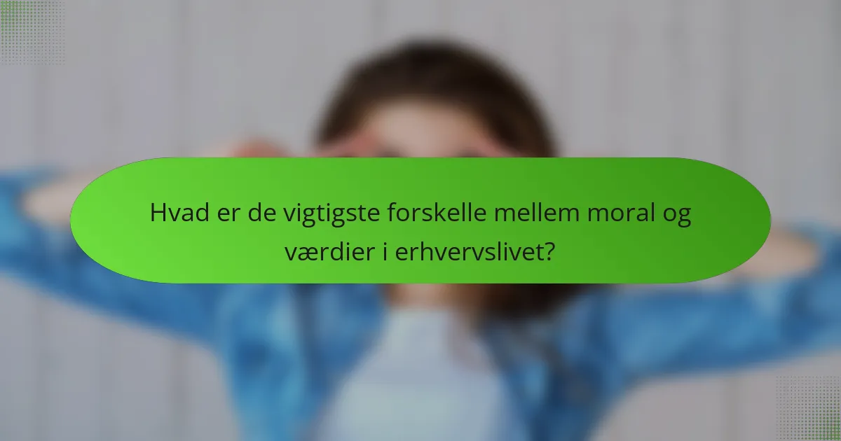 Hvad er de vigtigste forskelle mellem moral og værdier i erhvervslivet?