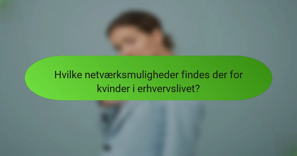 Hvilke netværksmuligheder findes der for kvinder i erhvervslivet?