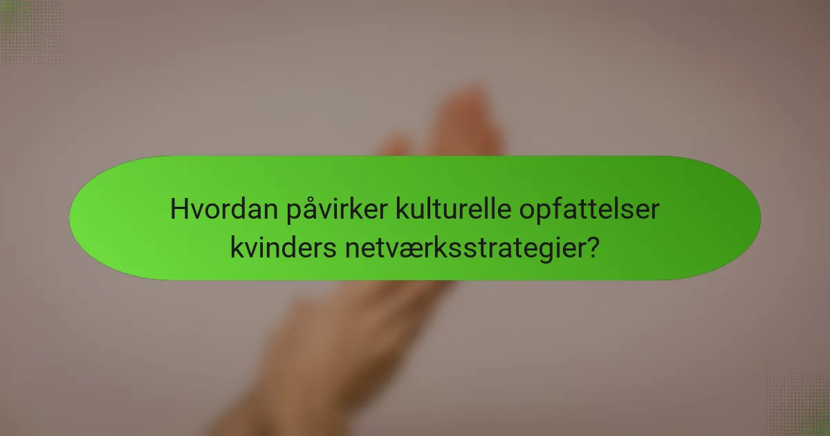 Hvordan påvirker kulturelle opfattelser kvinders netværksstrategier?